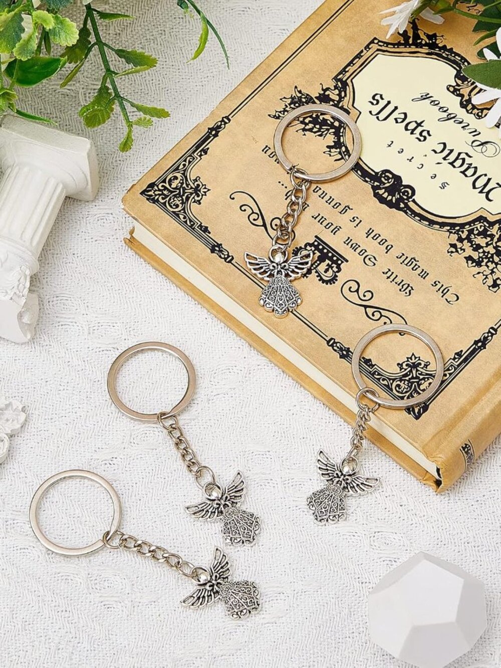 200 Pcs Guardian Angel Keychain Silver Angel Charm Keychain Pendant Baptism Favo - Picture 5 of 7